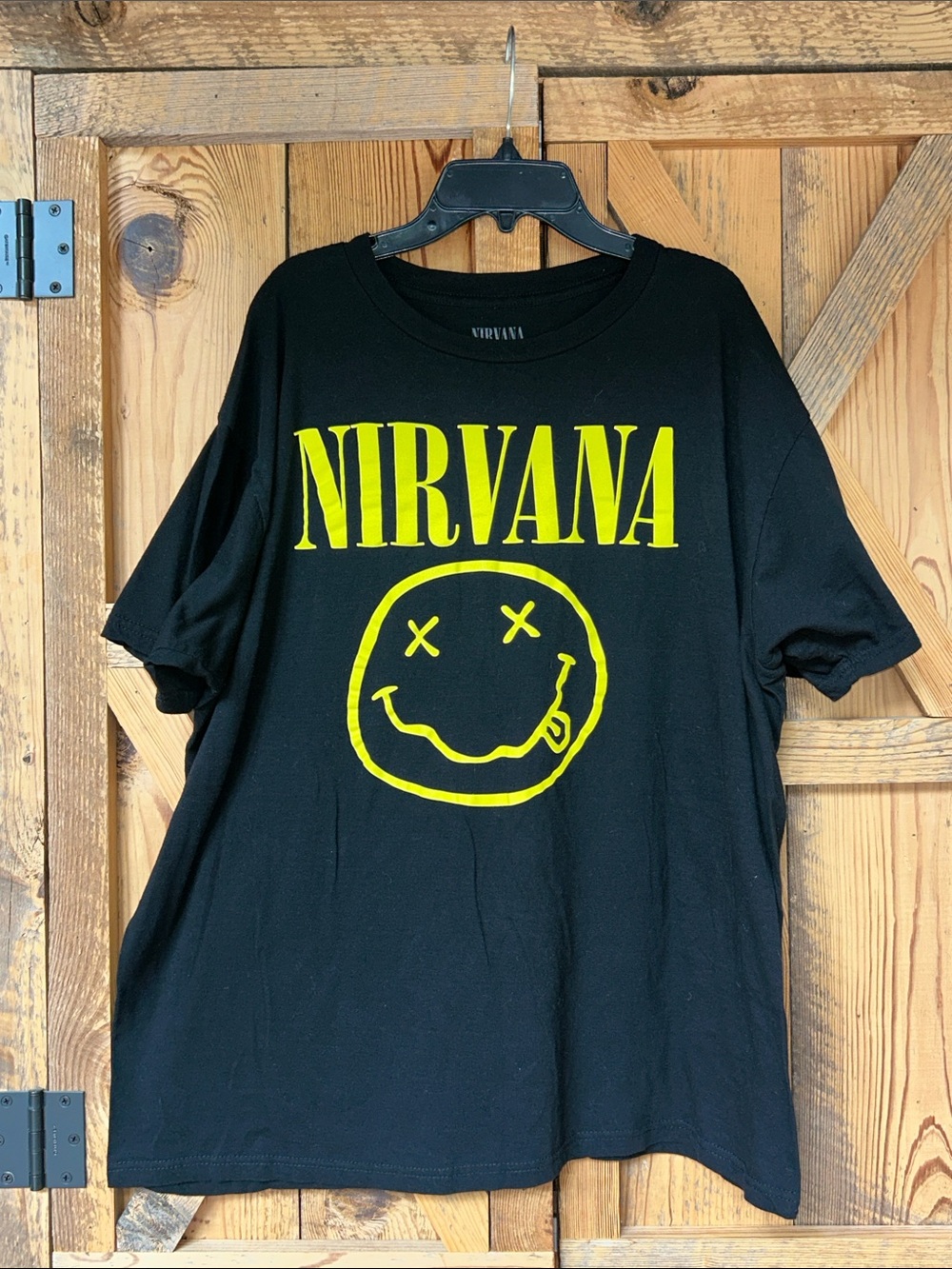 NIRVANA Black Tee with Yellow Smiley Logo